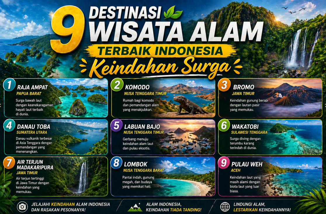 9 Destinasi Wisata Alam