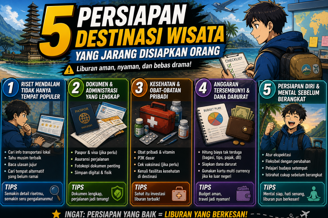 5 Persiapan Destinasi Wista yang Jarang Disiapkan Orang