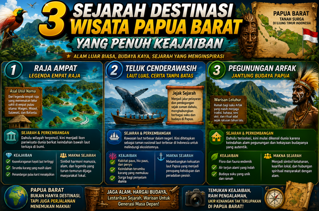 3 Sejarah Destinasi Wisata Papua Barat yang Penuh Keajaiban