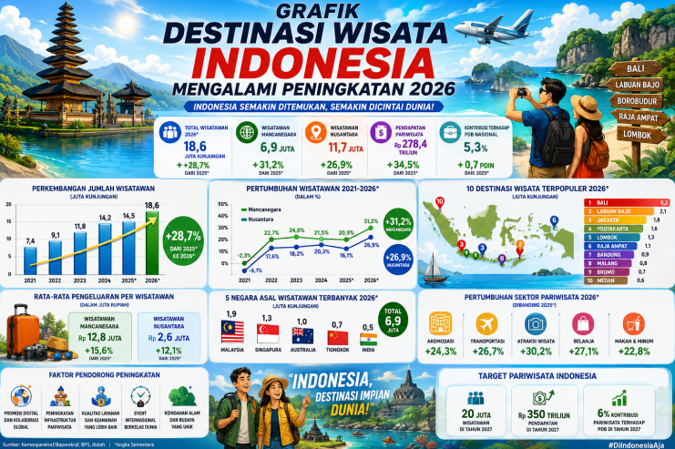 Grafik Destinasi Wisata Indonesia Mengalami Peningkatan 2026