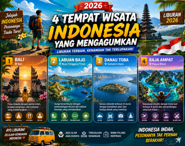 4 Tempat Wisata Indonesia yang Mengagumkan 2026 Liburan