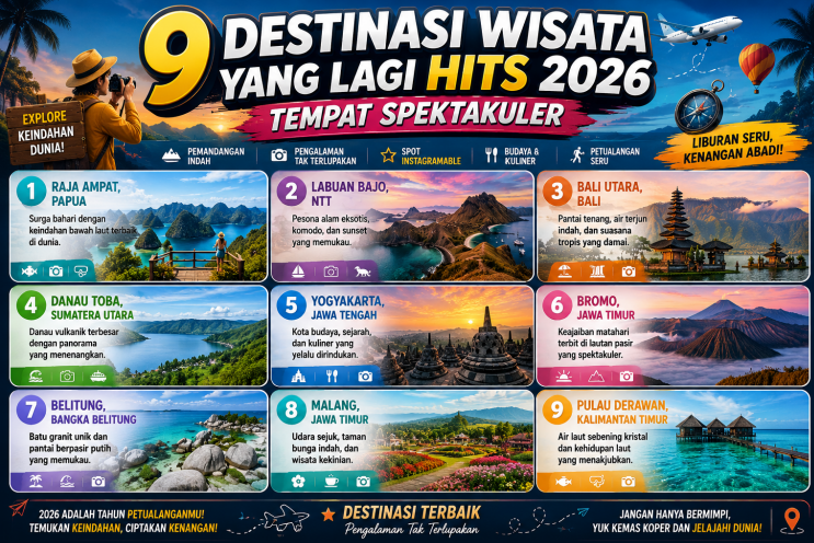 9 Destinasi Wisata yang Lagi Hits 2026 Tempat Spektakuler