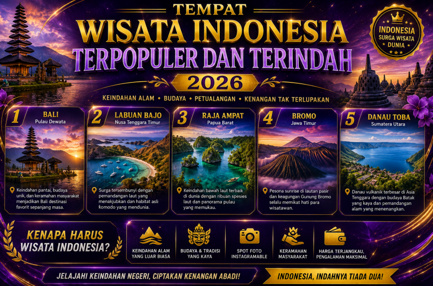 Tempat Wisata Indonesia Terpopuler dan Terindah 2026